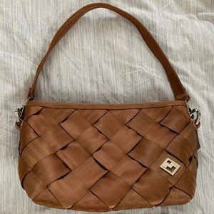 New Without Tags MAGGIE BAGS Brown Genuine Recycled Woven Nylon Seatbelt Purse